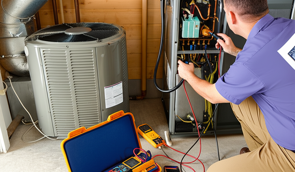 HVAC emergency repair in progress